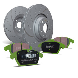 Zadní sada EBC PD11KR616 - Brzdové kotouče Turbo Grooved + brzdové destičky Greenstuff