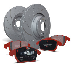 Zadní sada EBC PD12KR256 - Brzdové kotouče Turbo Grooved + brzdové destičky Redstuff Ceramic
