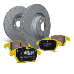 Přední sada EBC PD13KF832 - Brzdové kotouče Turbo Grooved + brzdové destičky Yellowstuff