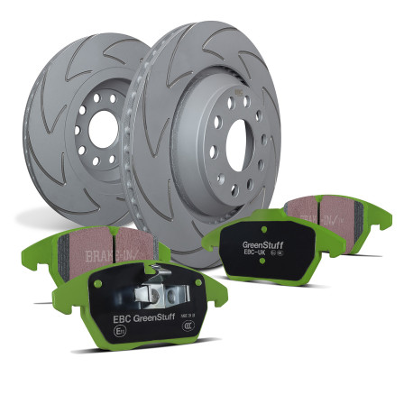 Brzdy EBC Zadní sada EBC PD16KR082 - Brzdové kotouče BSD Grooved + brzdové destičky Greenstuff | race-shop.cz