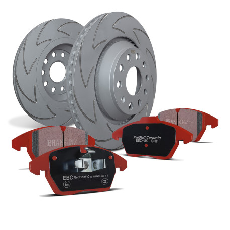 Brzdy EBC Zadní sada EBC PD17KR050 - Brzdové kotouče BSD Grooved + brzdové destičky Redstuff Ceramic | race-shop.cz