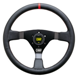 3 ramenný sportovní volant OMP WRC, 350mm, kůže, 70mm odsazení, černá/červená