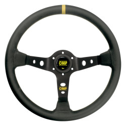 3 ramenný sportovní volant OMP Corsica, 350mm, kůže, 95mm odsazení, černá/žlutá