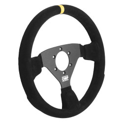 3 ramenný sportovní volant OMP ALU RALLY, 320mm, semiš, bez odsazení, černá/žlutá