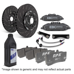 Přední brzdová soustava EBC Racing Big Brake Kit BBK061, kotouče 355 × 32 mm, šedé eloxované třmeny
