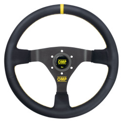 3 ramenný sportovní volant OMP WRC, 350mm, kůže, 70mm odsazení, černá/žlutá