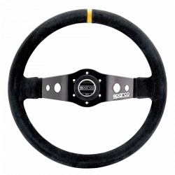 2 ramenný sportovní volant Sparco R215, 350mm, semiš, 90mm odsazení, černá/žlutá