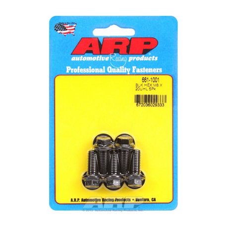 Pevnostní šrouby M8 x 1.25 x 20 hex černý oxid šrouby (5ks) | race-shop.cz