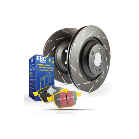 Brzdy EBC Přední sada EBC PD08KF334 - Brzdové kotúče Ultimax Grooved + brzdové dosky Yellowstuff | race-shop.cz