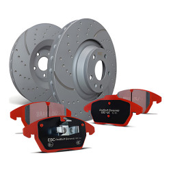 Přední sada EBC PD12KF202 - Brzdové kotouče Turbo Grooved + brzdové destičky Redstuff Ceramic