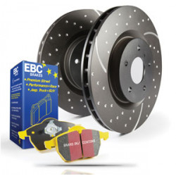 Přední sada EBC PD13KF334 - Brzdové kotúče Turbo Grooved + brzdové dosky Yellowstuff