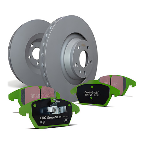 Brzdy EBC Zadní sada EBC PD01KR396 - Brzdové kotouče Premium OE + brzdové destičky Greenstuff | race-shop.cz