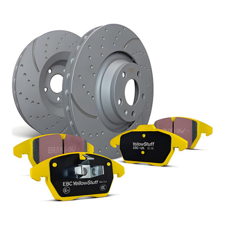 Brzdy EBC Zadní sada EBC PD13KR026 - Brzdové kotouče Turbo Grooved + brzdové destičky Yellowstuff | race-shop.cz