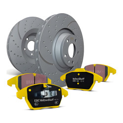 Zadní sada EBC PD13KR176 - Brzdové kotouče Turbo Grooved + brzdové destičky Yellowstuff