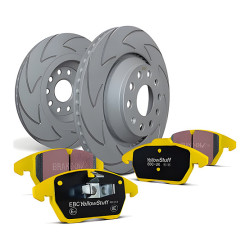 Zadní sada EBC PD18KR055 - Brzdové kotouče BSD Grooved + brzdové destičky Yellowstuff