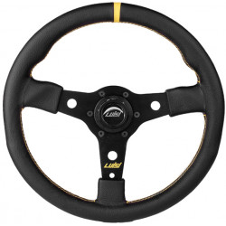 3 ramenný sportovní volant Luisi Racing Corsa, 350mm, semiš, 38mm odsazení, černá/žlutá