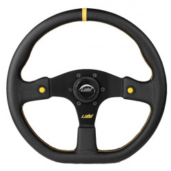3 ramenný sportovní volant Luisi Stealth Corsa HP, 355mm, kůže, 42mm odsazení, černá/žlutá