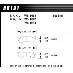 Přední brzdové destičky Hawk HB131F.595, Street performance, min-max 37° C-370° C
