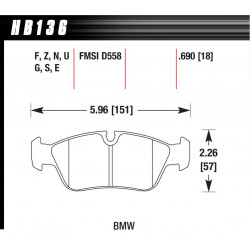 Přední brzdové destičky Hawk HB136G.690, Race, min-max 90 ° C-465 ° C