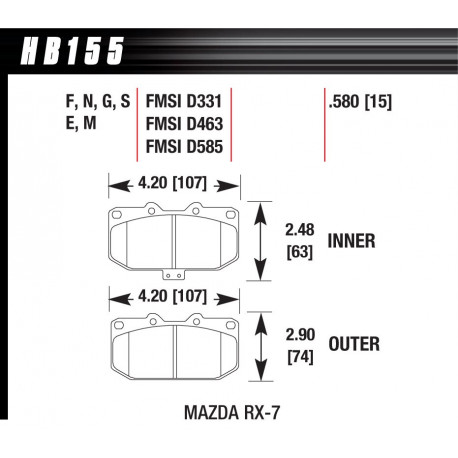 Brzdové desky HAWK performance Přední brzdové destičky Hawk HB155E.580, Race, min-max 37 ° C-300 ° C | race-shop.cz