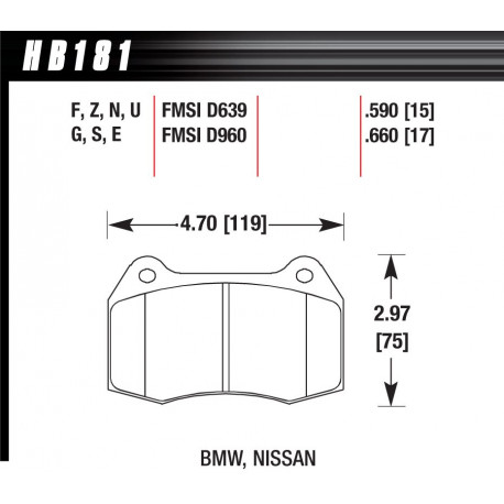 Brzdové desky HAWK performance Přední brzdové destičky Hawk HB181Z.660, Street performance, min-max 37 ° C-350 ° C | race-shop.cz