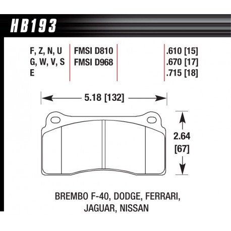 Brzdové desky HAWK performance Zadní brzdové destičky Hawk HB193S.670, Street performance, min-max 65° C-370° | race-shop.cz