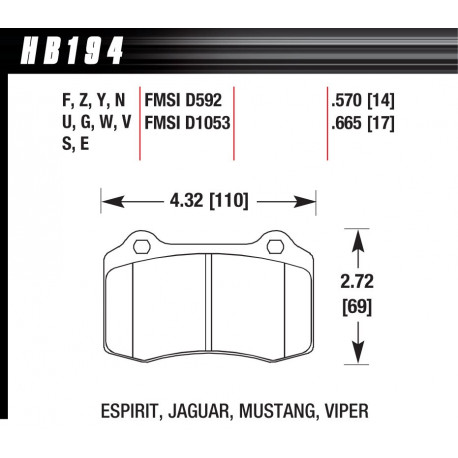 Brzdové desky HAWK performance Zadní brzdové destičky Hawk HB194Y.570, Street performance, min-max 37 ° C-370 ° C | race-shop.cz