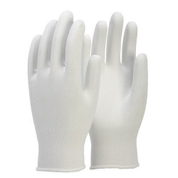 Polomáčené polyesterové pracovní rukavice - bílé