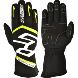 Závodní rukavice RACES PREMIUM EVO II (vnitřní šití), černá/fluo žlutá