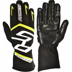 Závodní rukavice RACES PREMIUM EVO II SILICONE (vnitřní šití), černá/fluo žlutá