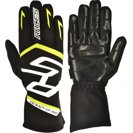 Akce Závodní rukavice RACES PREMIUM EVO II SILICONE (vnitřní šití), černá/fluo žlutá | race-shop.cz