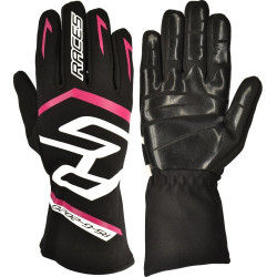 Závodní rukavice RACES PREMIUM EVO II SILICONE (vnitřní šití), černá/růžová