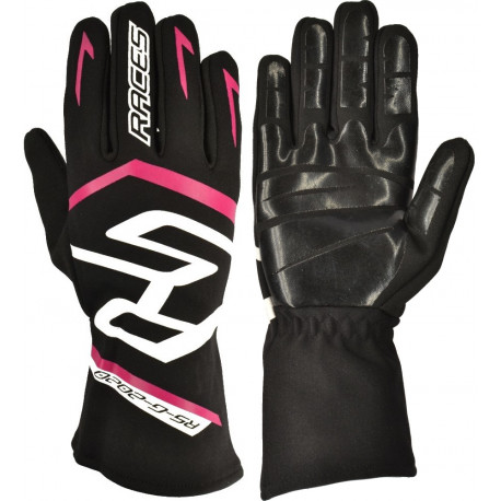Akce Závodní rukavice RACES PREMIUM EVO II SILICONE (vnitřní šití), černá/růžová | race-shop.cz