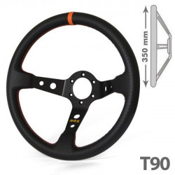 3 ramenný sportovní volant RRS Carbon 90, 350mm, karbon, tloušťka 32/28mm, 90mm odsazení, karbon/černá/oranžová