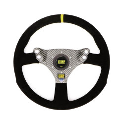 3 ramenný sportovní volant OMP HYBRID, 320mm, semiš, bez odsazení, černá/stříbrná/žlutá