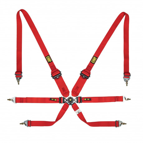 Bezpečnostní pásy a příslušenství FIA 6 bodové sportovní bezpečnostní pásy OMP ONE ENDURANCE 2"/3" (50/76mm), červená | race-shop.cz