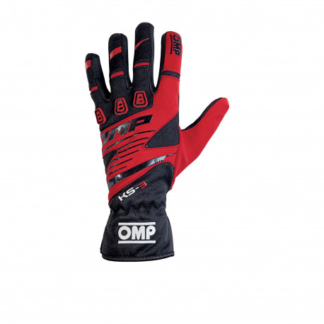 Rukavice rukavice omp ks-3 (VNITŘNÍ ŠITÍ) černo / červená | race-shop.cz