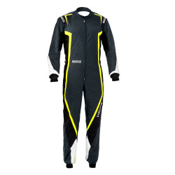 CIK-FIA dětská kartingová kombinéza SPARCO Kerb K44, šedá/černá/bílá/žlutá