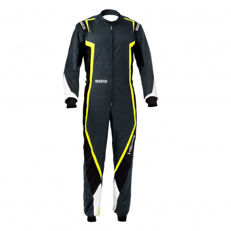 Kombinézy CIK-FIA dětská kartingová kombinéza SPARCO Kerb K44, šedá/černá/bílá/žlutá | race-shop.cz