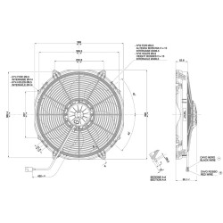 Univerzální elektrický ventilátor SPAL 385mm - sací, 12V