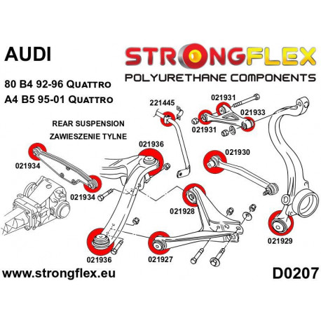 B4 (92-96) Quattro STRONGFLEX - 026217A: Sada pouzder zadního zavěšení | race-shop.cz