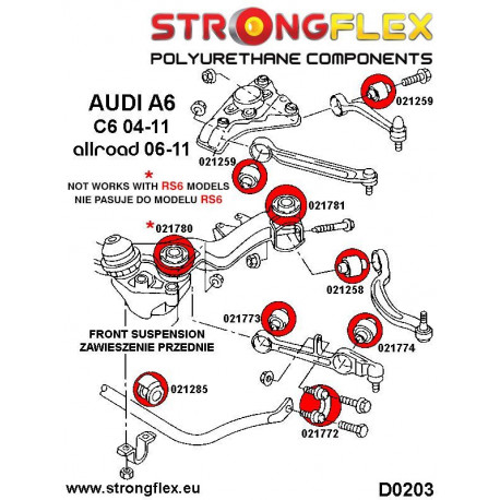 RS6 C6 (04-11) STRONGFLEX - 026211B: Pouzdro předního odpružení SADA. | race-shop.cz