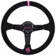 Akce 3 ramenný sportovní volant RACES Apex, 350mm, semiš, 90mm odsazení, černá/růžová | race-shop.cz