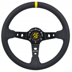 3 ramenný sportovní volant RACES Corsa, 350mm, ekokůže, 90mm odsazení, černá/žlutá
