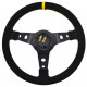 Volanty 3 ramenný sportovní volant RACES Corsa Evo, 350mm, semiš, 65mm odsazení, černá/žlutá | race-shop.cz