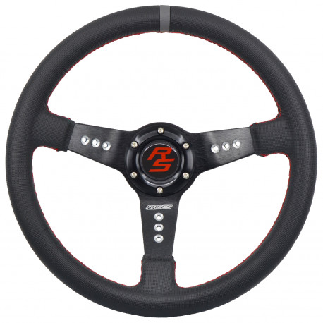 Volanty 3 ramenný sportovní volant RACES Turismo, 350mm, ekokůže, 65mm odsazení, černá/šedá | race-shop.cz