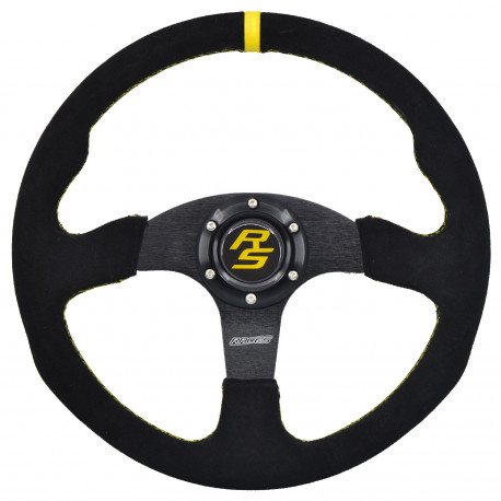 Volanty 3 ramenný sportovní volant RACES Strada, 350mm, semiš, bez odsazení, černá/žlutá | race-shop.cz