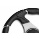 Volanty 3 ramenný sportovní volant MOMO MILLENIUM, 320mm, kůže, 40mm odsazení, černá/stříbrná | race-shop.cz
