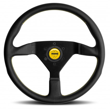 Volanty 3 ramenný sportovní volant MOMO MONTECARLO, 350mm, kůže, 40mm odsazení, černá/žlutá | race-shop.cz