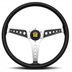 3 ramenný sportovní volant MOMO CALIFORNIA, 360mm, kůže, 34mm odsazení, černá/stříbrná